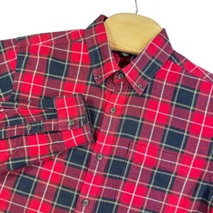 Eddie Bauer Shirt Mens M Relaxed Fit Red Black Plaid Flannel Outdoor Fall Winter